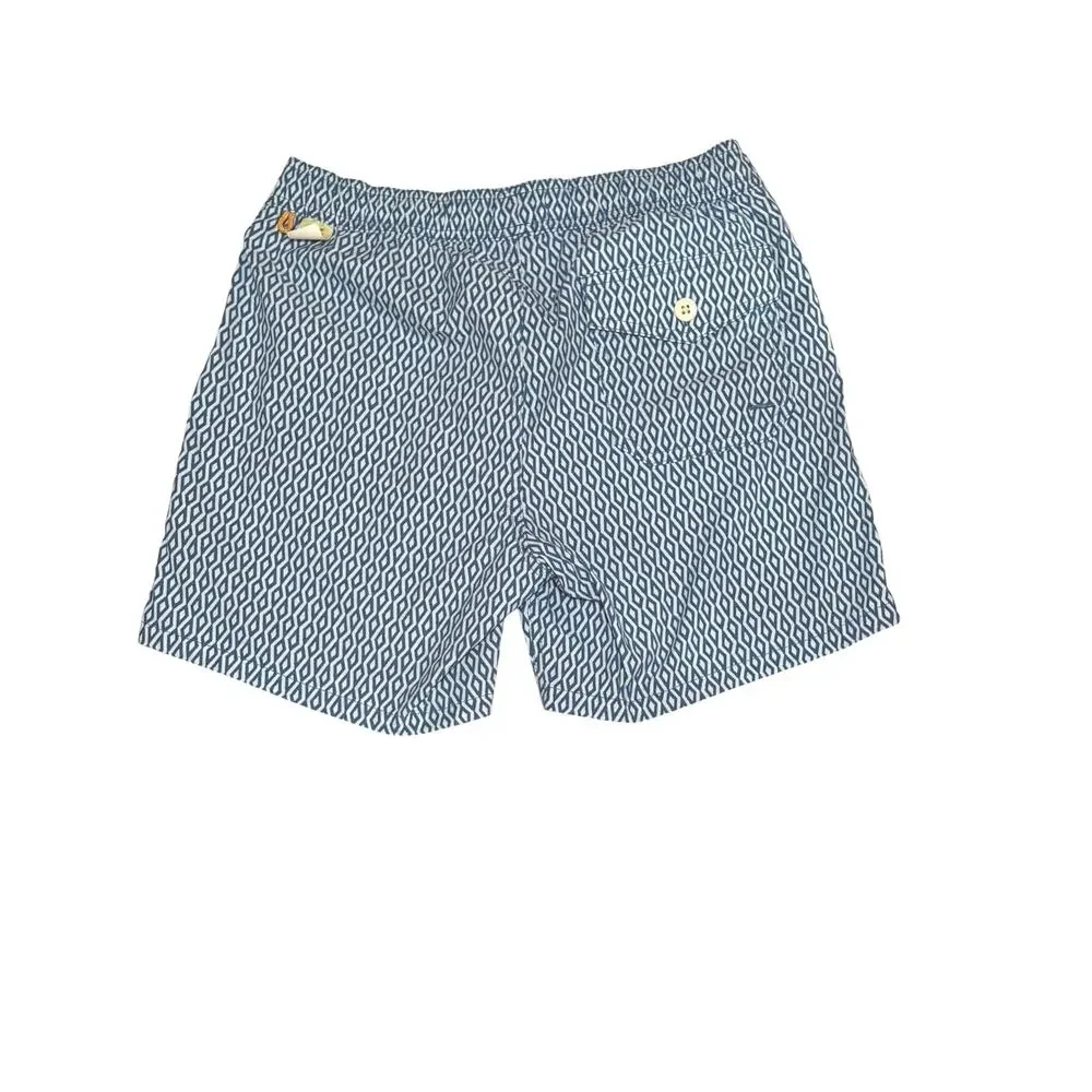 J.Crew Original Swimwear Men’s Blue Geometric Swim Trunks Size S 6” Inseam